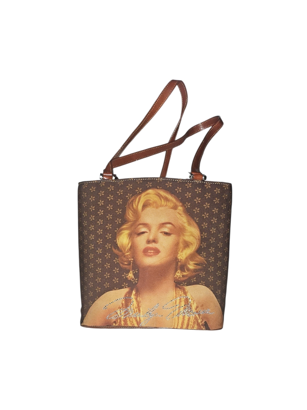 Brown Printed Tote Bag with Iconic Portrait (Marilyn Monroe)
